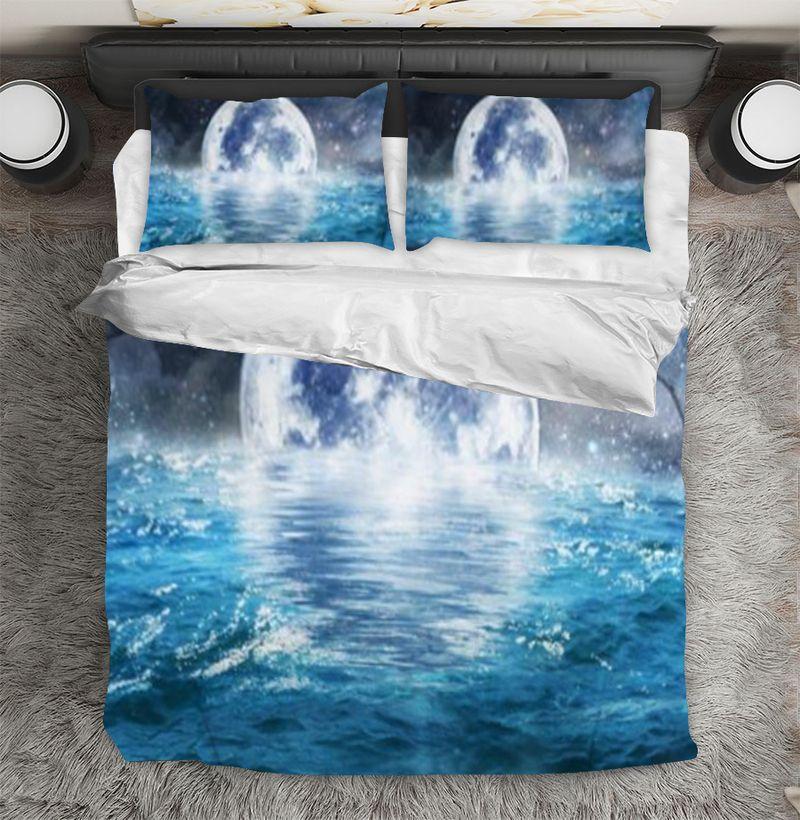 Sea Moon Bedding Set Beautiful Moon Pillow Covers Moon Lovers Roommates Gift
