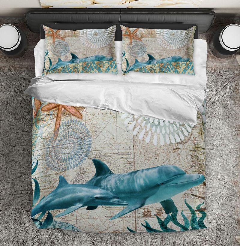Marine Sea Animal Dolphin Bedding Set Dolphin Fish Pillow Cover Bedroom Decoration