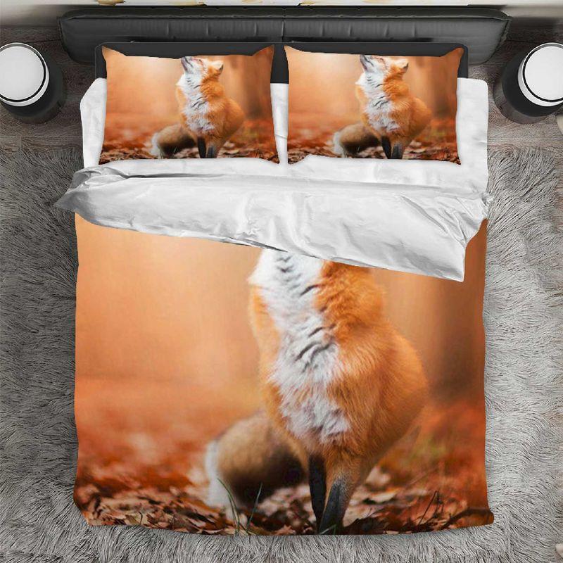 Autumn Fox Duvet Cover Animal Bedding Set Red Fox Wildlife Animal Lovers