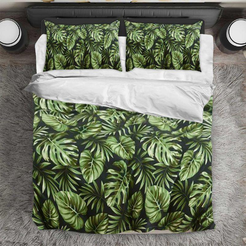Green Palm Leaf Bedding Set Tropical Leaf Animal Lovers Gift Idea