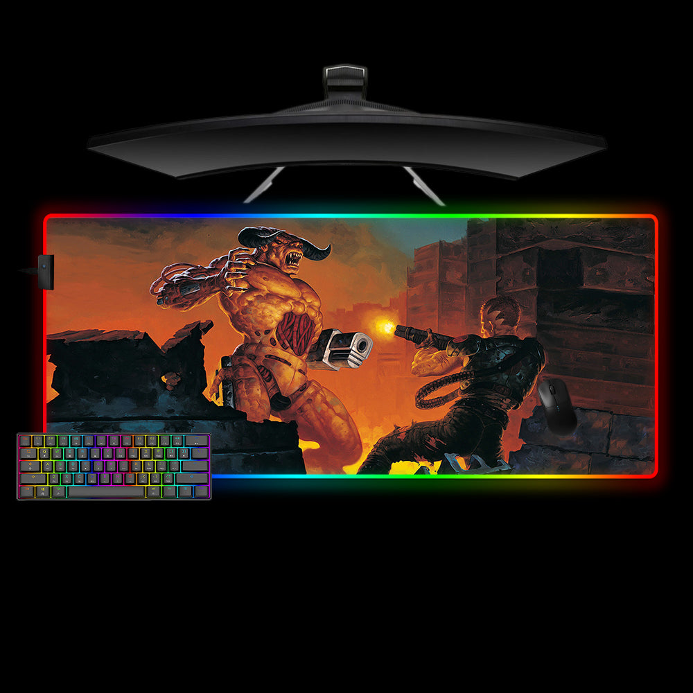 Allleftout Doom Cyberdemon Design M-Xxl Size Rgb Gaming Mouse Pad, Computer Desk Mat