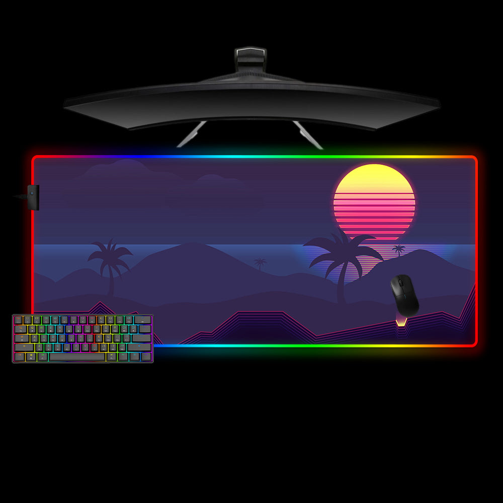 Allleftout Retro Wave Art Design M-Xxl Size Rgb Gaming Mouse Pad, Computer Desk Mat