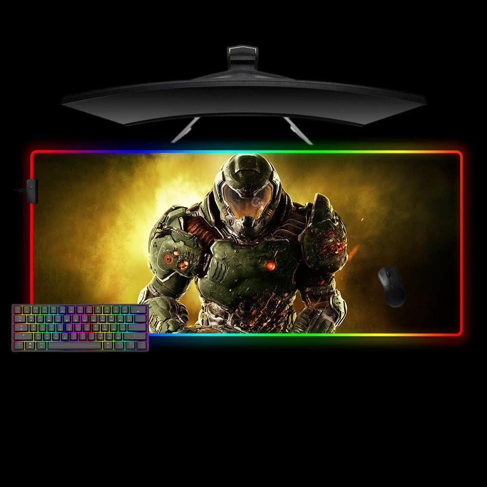 Allleftout Doom Slayer Design M-Xxl Size Rgb Gaming Mouse Pad, Computer Desk Mat