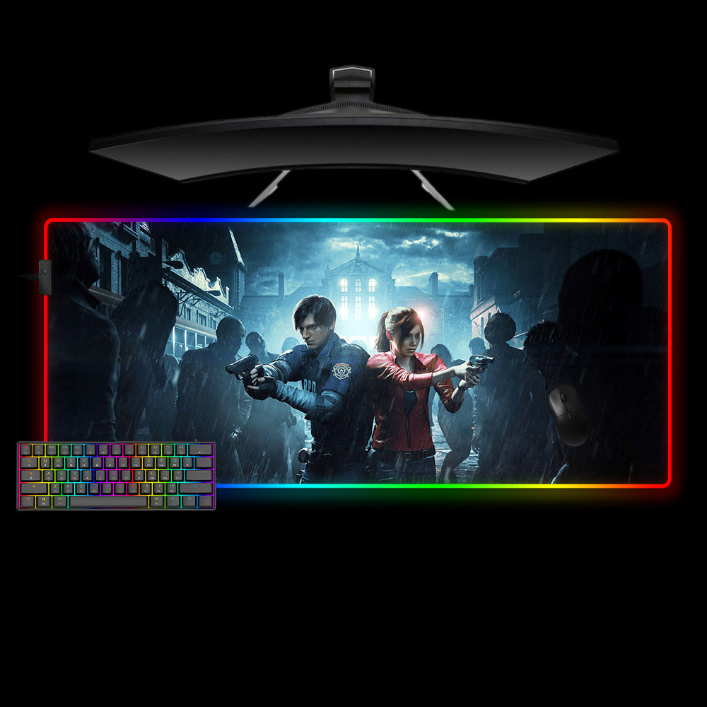 Allleftout Leon And Claire Design M-Xxl Size Rgb Gaming Mouse Pad, Computer Desk Mat