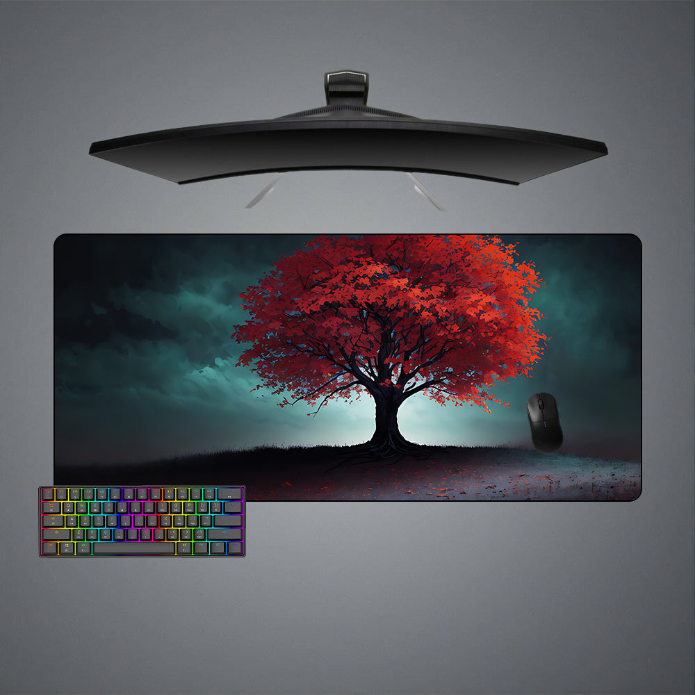 Allleftout Lone Red Tree Painting Design M-Xxl Size Gaming Mouse Pad, Computer Desk Mat