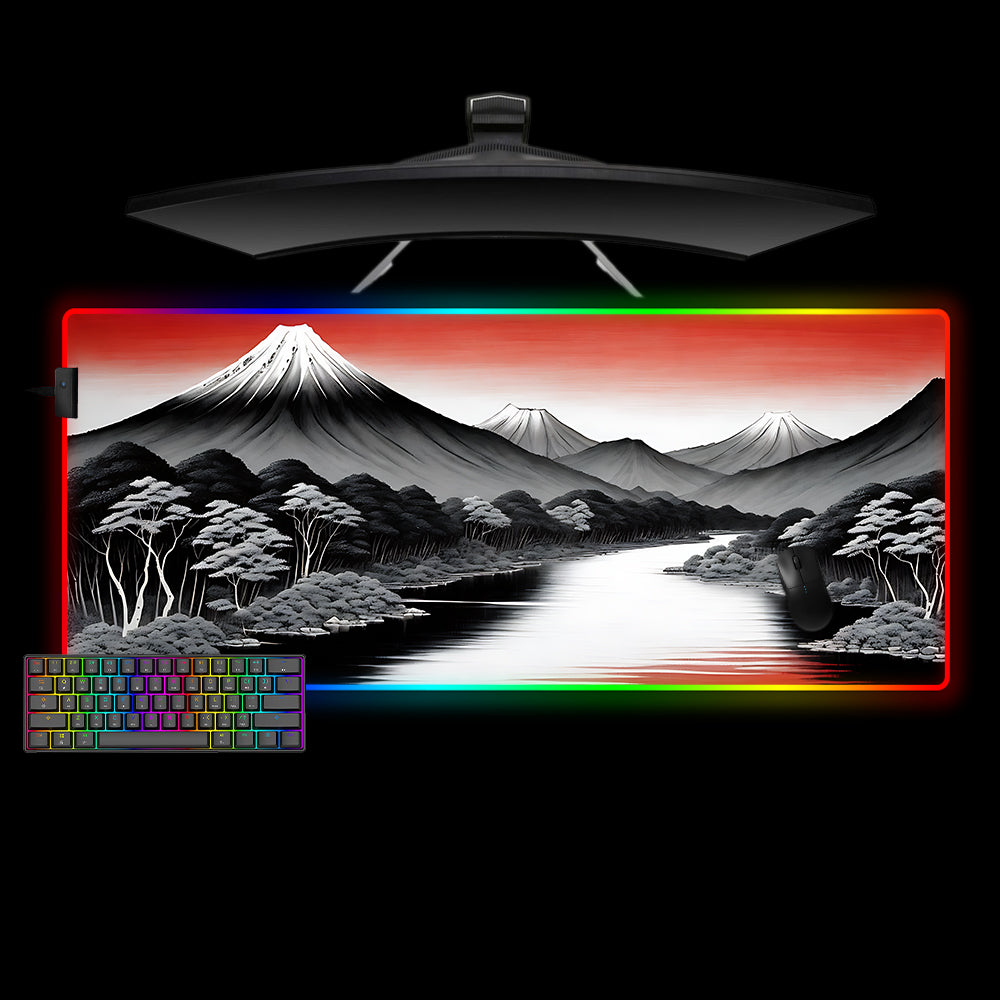 Allleftout Red Riverside Painting Design M-Xxl Size Rgb Gaming Mouse Pad, Computer Desk Mat