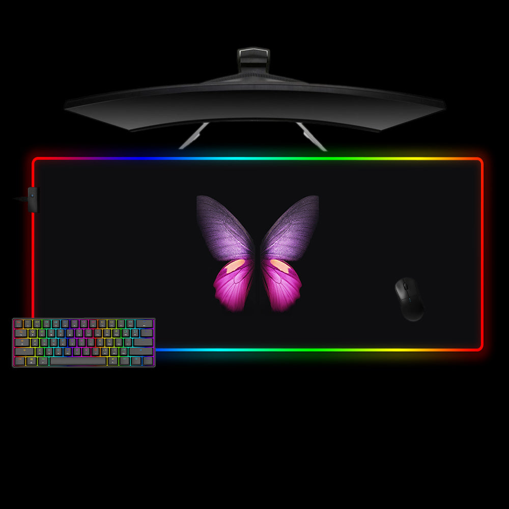 Allleftout Purple Pink Butterfly Design M-Xxl Size Rgb Gaming Mouse Pad, Computer Desk Mat