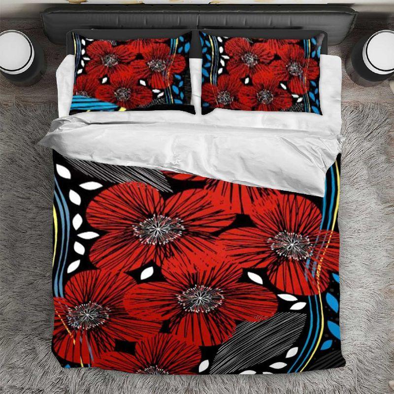 Red Poppy Flower Bedding Set Pillowcase Red Floral Home Decor Soldier Gift