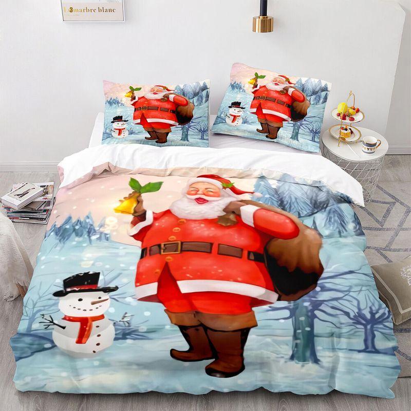 Merry Christmas Bedding Set Santa Claus Coming Hohoho Snowman Jungle Bell