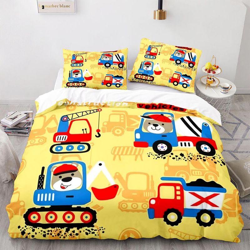 Engineering Vehicle Bears Construction Bedding Set Gift To Your Son