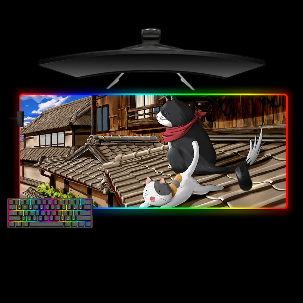 Allleftout Nyan Koi Cats Design M-Xxl Size Rgb Gaming Mouse Pad, Computer Desk Mat