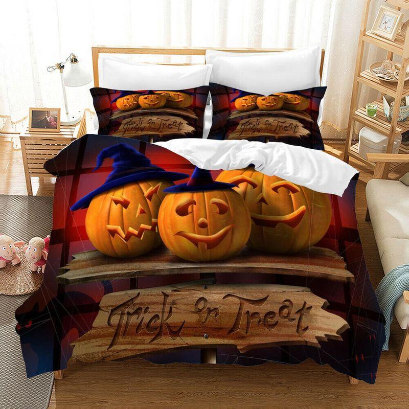 Pumpkin Halloween Bedding Set Trick Or Treat Witch Family Gift