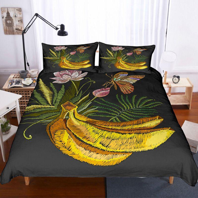 Imitation Embroidery Banana Bedding Set Knitted Art Butterfly Fruit