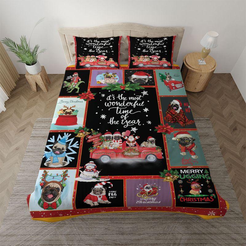 Pug Merry Pugging Christmas Bedding Set Its The Most Wonderful Time Of The Year FBHUE030810