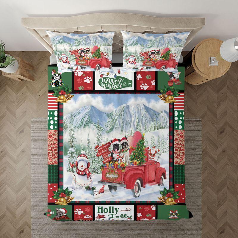 French Bulldog Bulldog Couple Red Truck Snowman Christmas Day Gift FBHUE050811