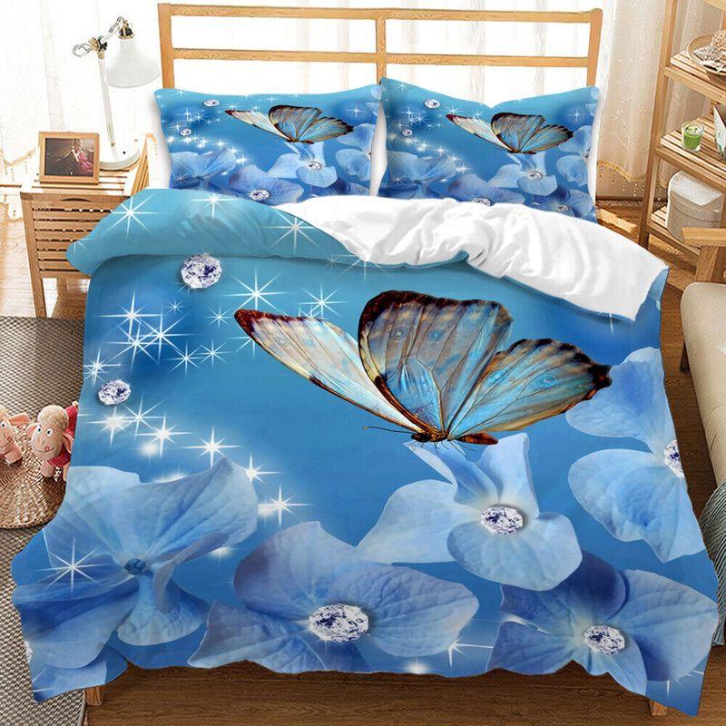 Blue Butterfly Duvet Cover Butterfly And Floral Magic Sparkle
