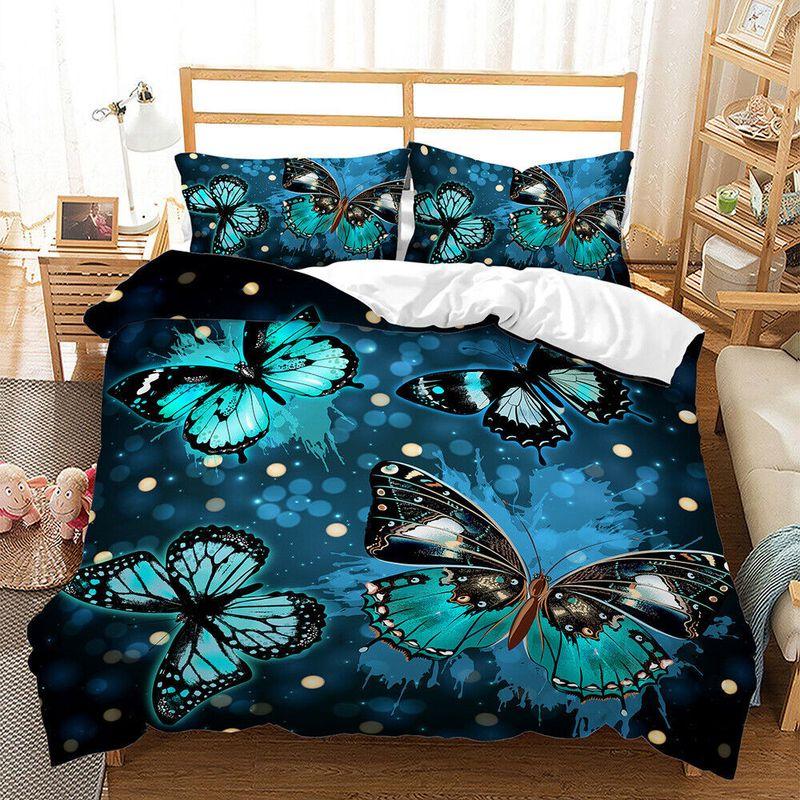 Colorful Butterfly Duvet Cover Blue Butterfly Magical Night Gift Ideas