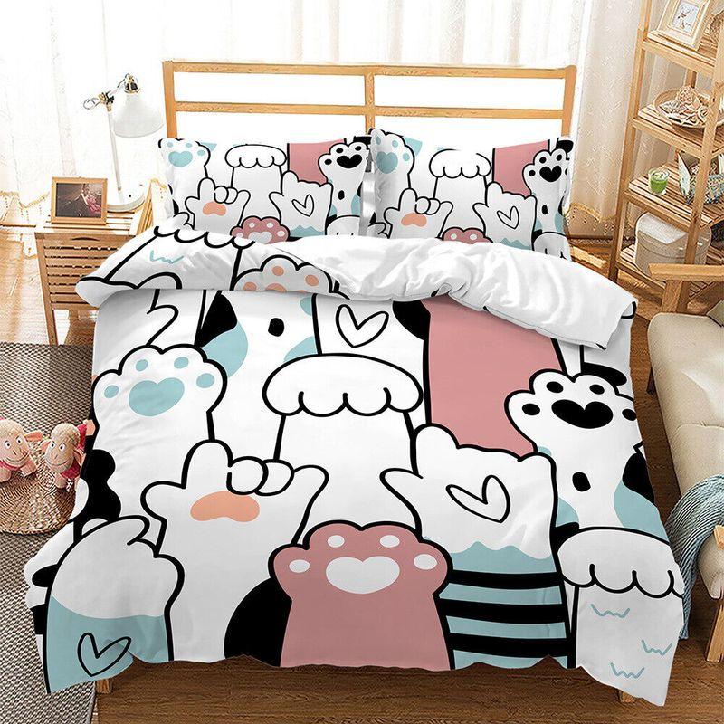 Cartoon Cat Paw Duvet Cover Cute Cat Paw Sign Language Cat Lover Gift