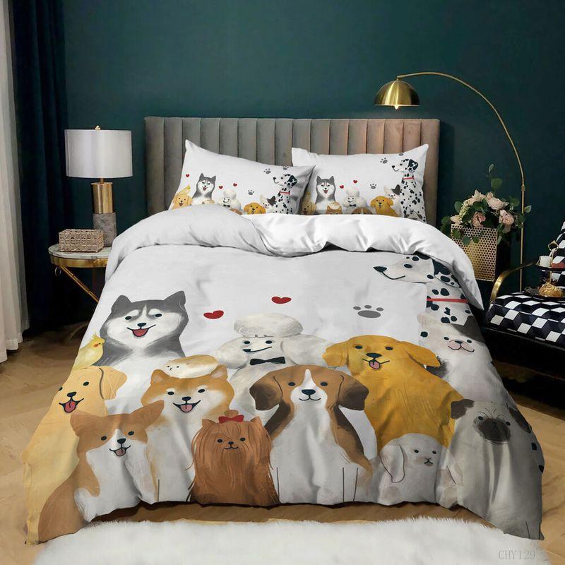 Cute Dog Cartoon Art Bedding Set Life Is Better With Dogs Gift For Dog Addict