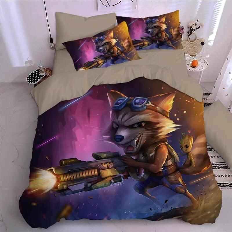 Guardians of the Galaxy Groot Star Lord Rocket #7 Duvet Cover Quilt Cover Pillowcase Bedding Set