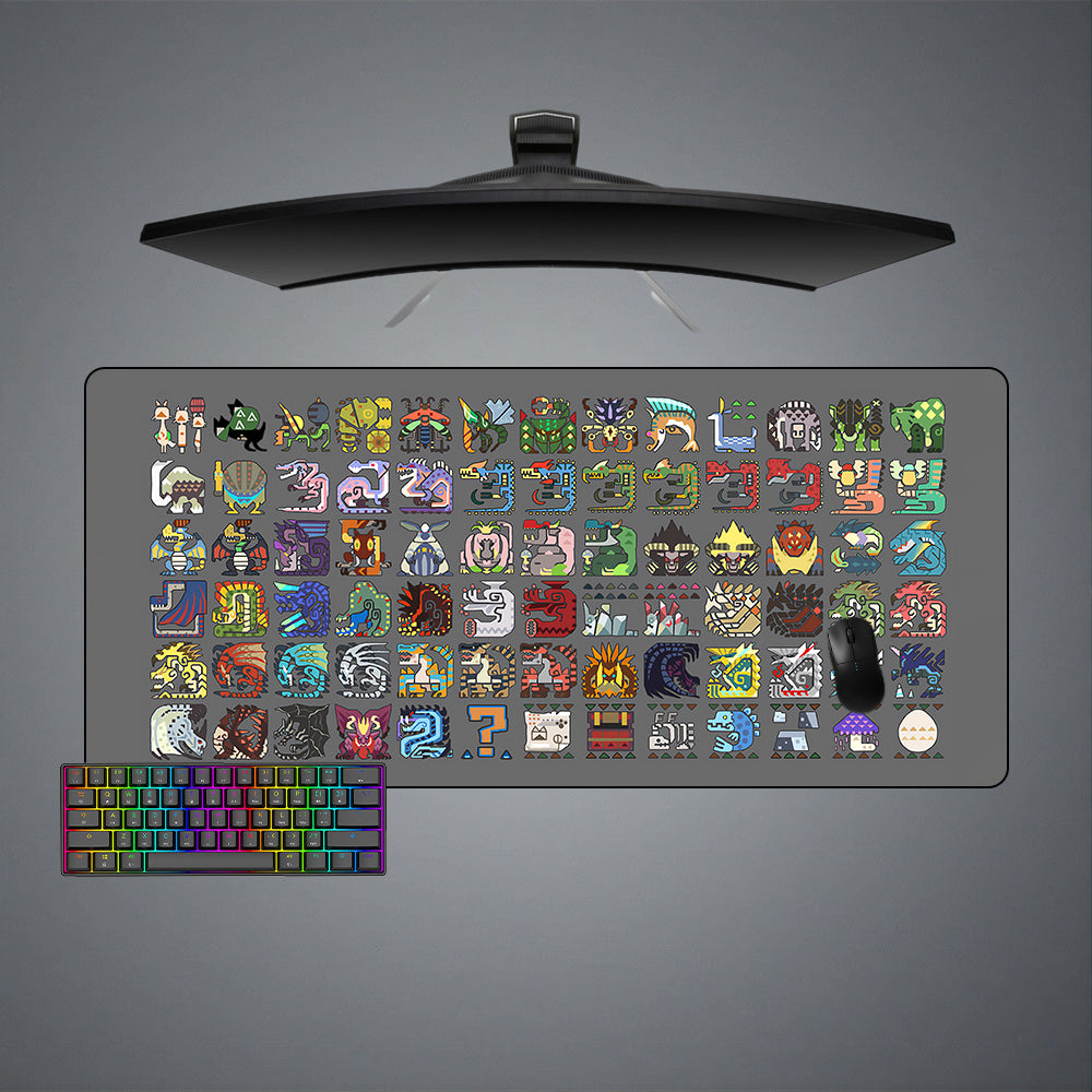 Allleftout Monster Hunter Icons Design M-Xxl Size Gaming Mouse Pad, Computer Desk Mat