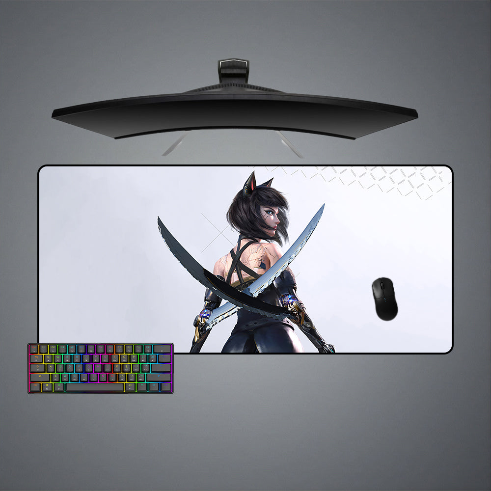 Allleftout Cyberpunk Cat Girl Design Gaming Mouse Pad, Computer Desk Mat