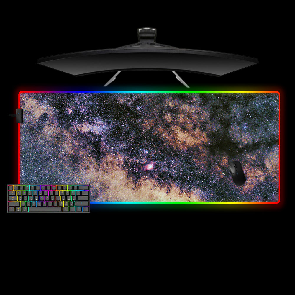 Allleftout Lagoon Nebula Space Design M-Xxl Size Rgb Gaming Mouse Pad, Computer Desk Mat