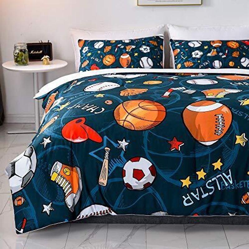 Sports Pattern Bedding Set Allstar Sport Lover Bed Set Gift For Sport Player