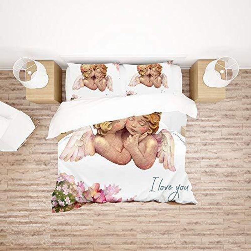 Cute Watercolor Angels Cherub Duvet Cover Bedding Sets Angel Flower I Love You