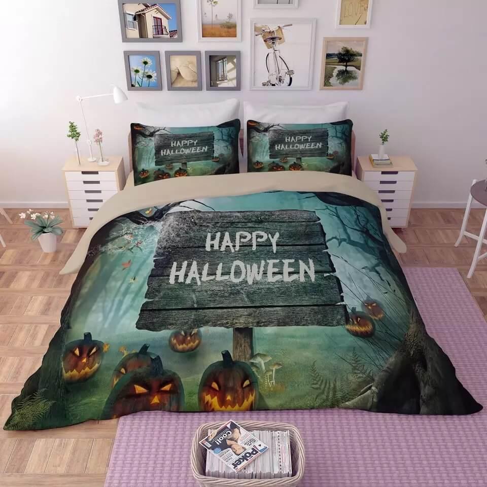 Halloween Horro Pumpkin Ghost  #9 Duvet Cover Quilt Cover Pillowcase Bedding Set Bed