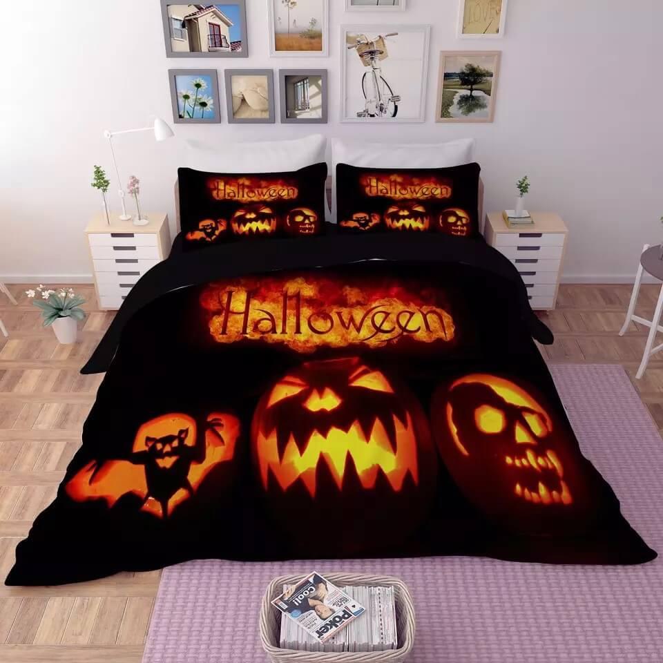 Halloween Horro Pumpkin Ghost  #13 Duvet Cover Quilt Cover Pillowcase Bedding Set Bed