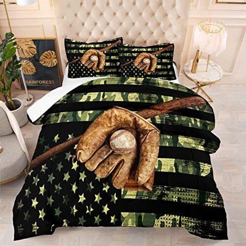 Baseball Bedding Set American Flag Camo Bed Set Baseball Player Gift