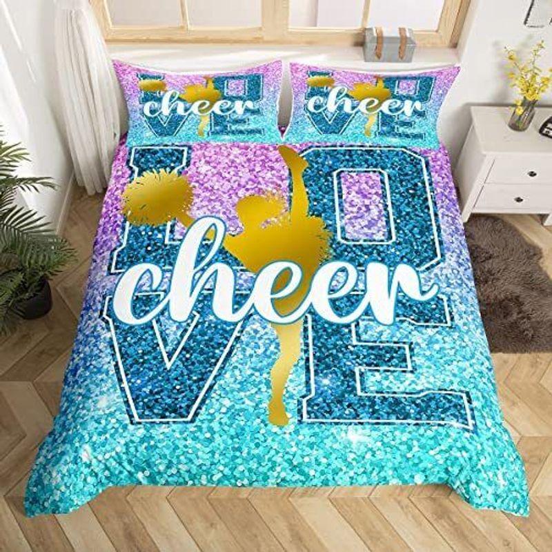 Cheer Team Duvet Cover Gymnastics Lovers Love Cheer Glitter