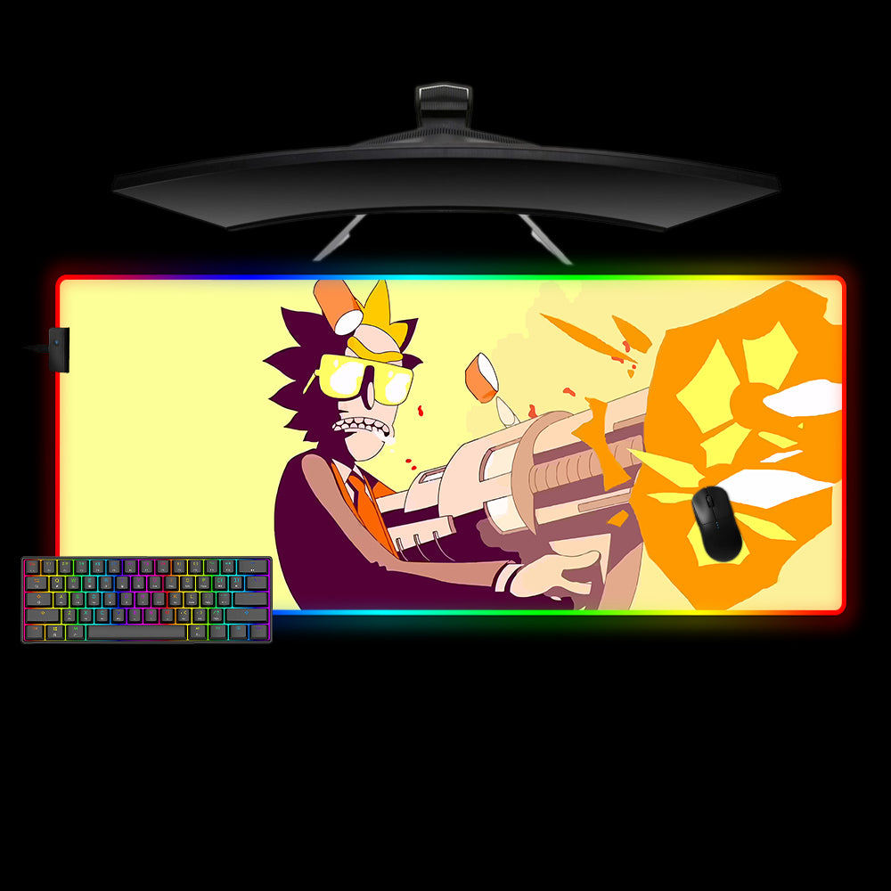 Allleftout RAndM Rick Shooting Design Rgb Gaming Mouse Pad, Computer Desk Mat