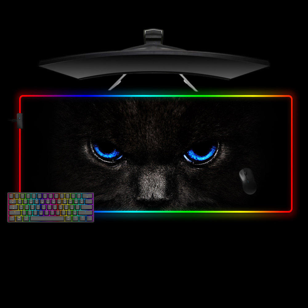 Allleftout Cat Blue Eyes Design Rgb Gaming Mouse Pad, Computer Desk Mat