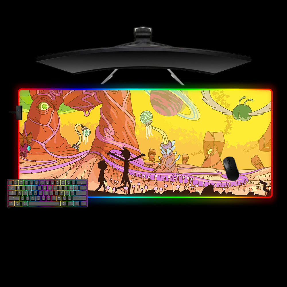 Allleftout RAndM Otherworldly View Design Rgb Gaming Mouse Pad, Computer Desk Mat