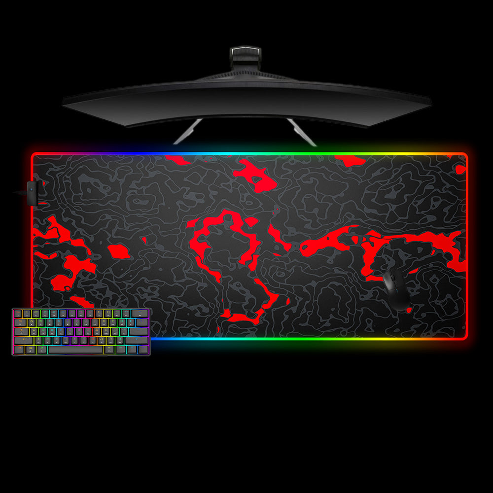 Allleftout Black, Gray, Red Camouflage Design Rgb Gaming Mouse Pad, Computer Desk Mat