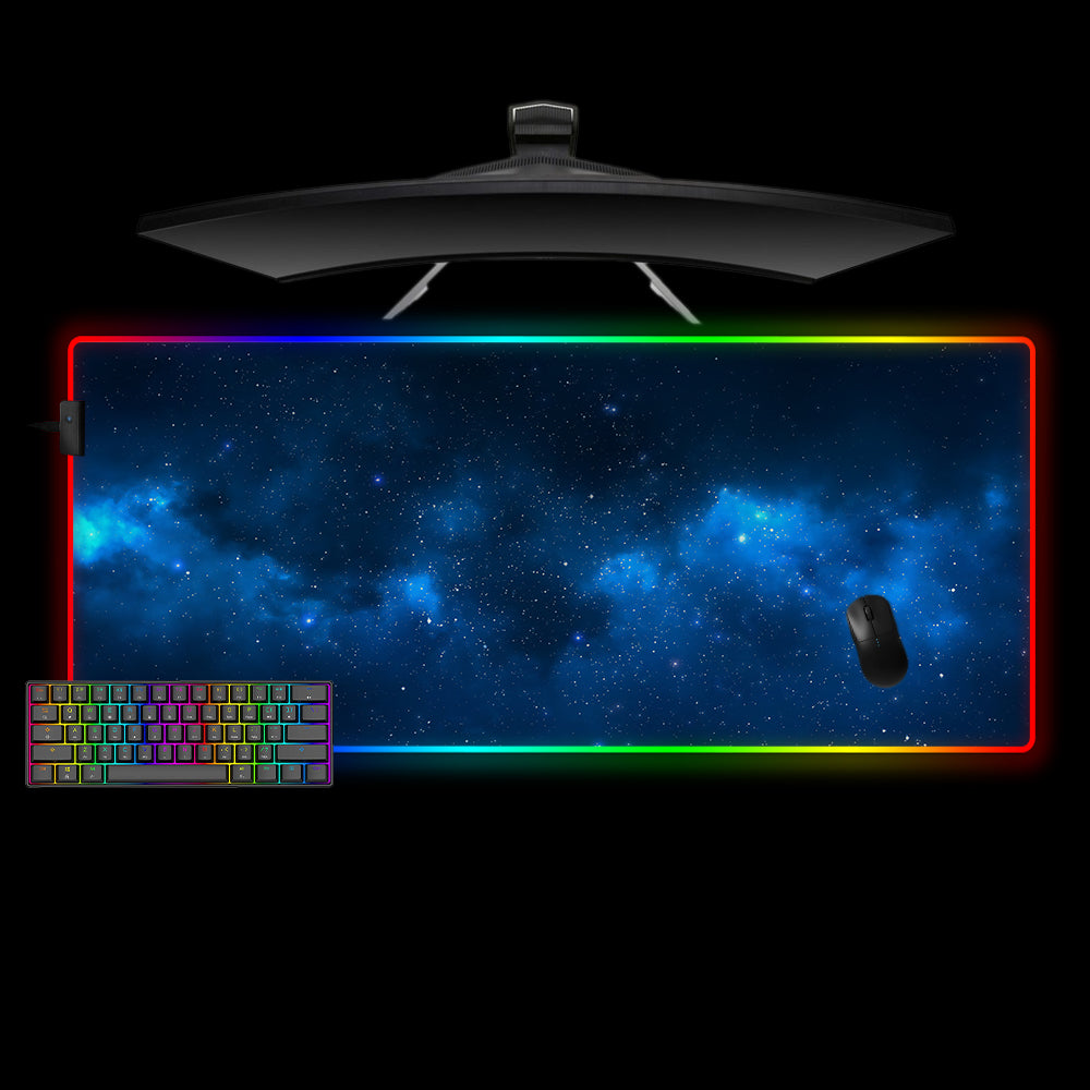 Allleftout Blue Space Design Rgb Gaming Mouse Pad, Computer Desk Mat