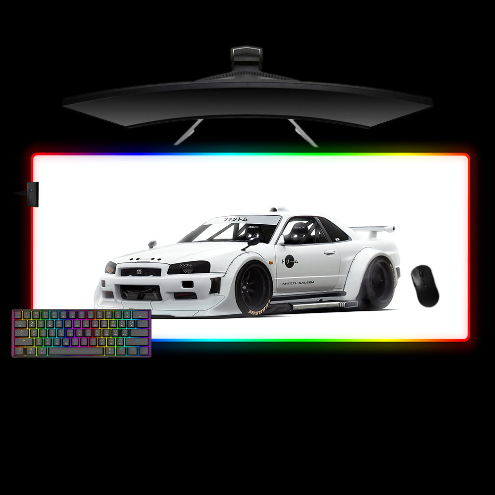 Allleftout R34 Skyline Design Rgb Gaming Mouse Pad, Computer Desk Mat