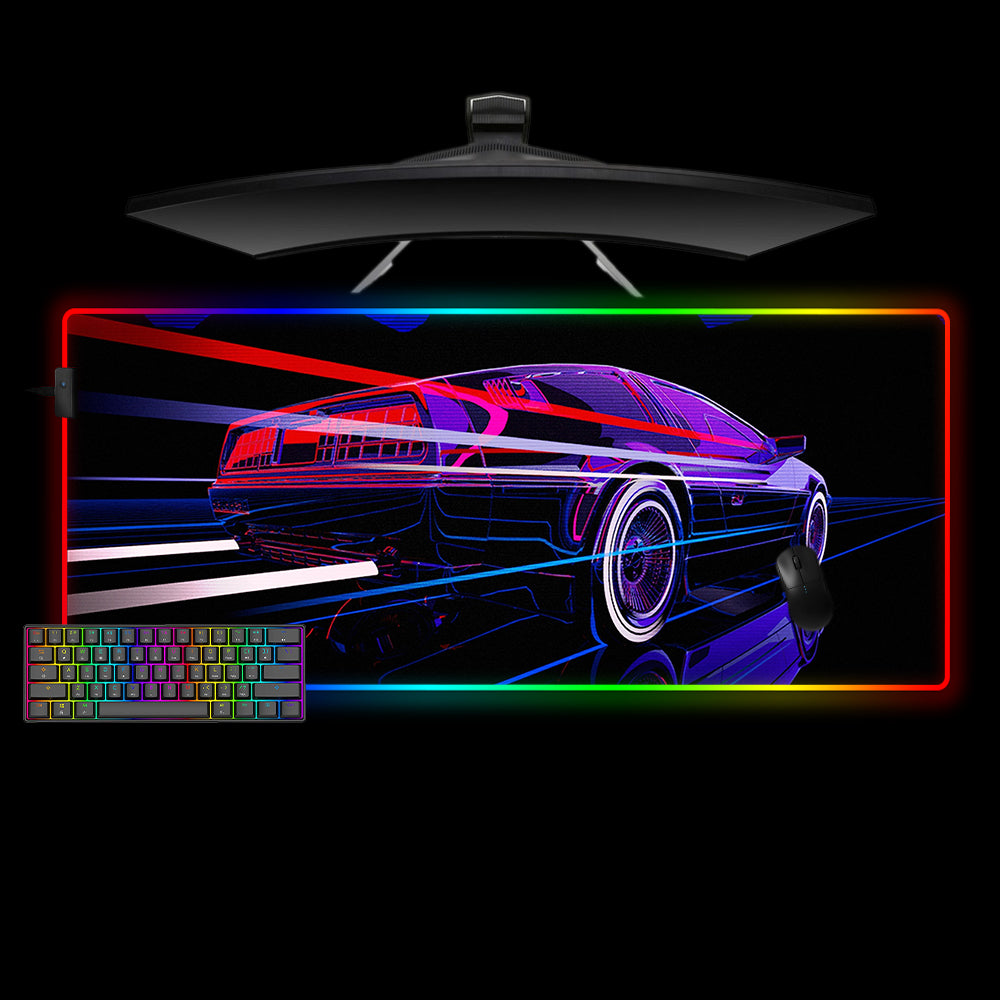 Allleftout Retro Delorean Design Rgb Gaming Mouse Pad, Computer Desk Mat
