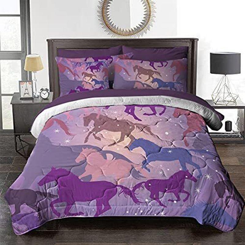 Colorful Horse Bedding Sets Purple With Magic Horse Gift For Horse Lover