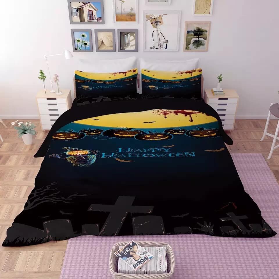 Halloween Horro Pumpkin Ghost  #29 Duvet Cover Quilt Cover Pillowcase Bedding Set Bed