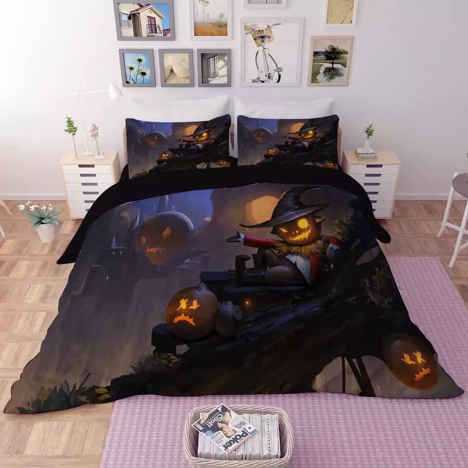 Halloween Horro Pumpkin Ghost  #28 Duvet Cover Quilt Cover Pillowcase Bedding Set Bed