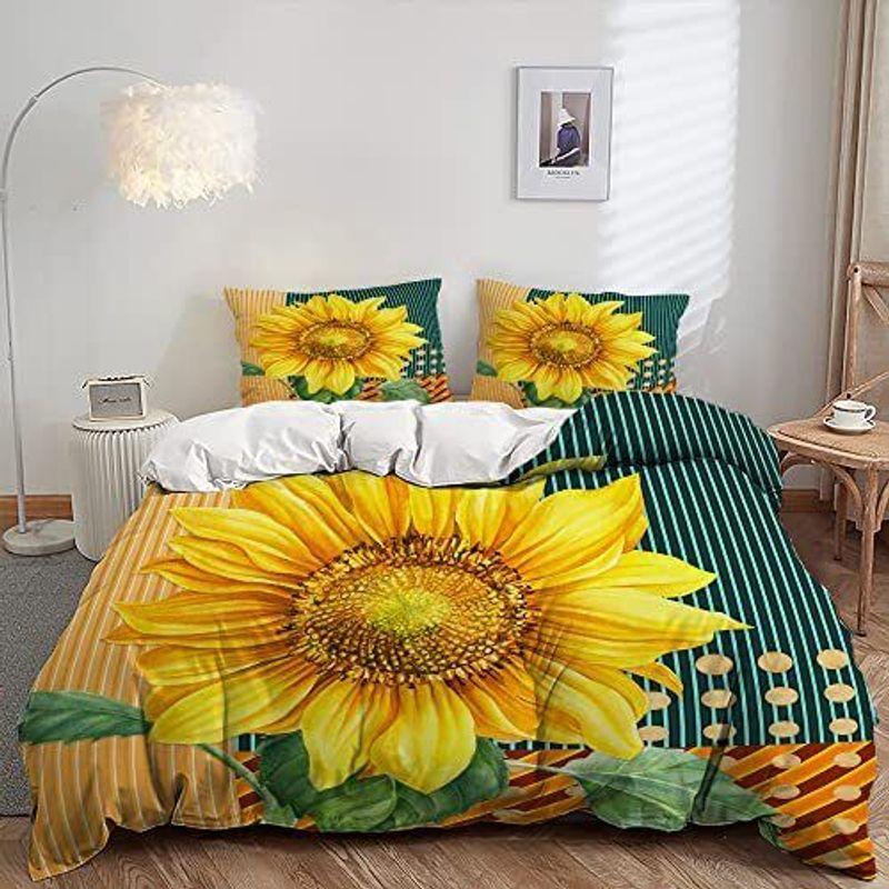 Sunflower Duvet Cover Set Yellow Floral Sunflower Bedding Set Sunflower Girl Gift