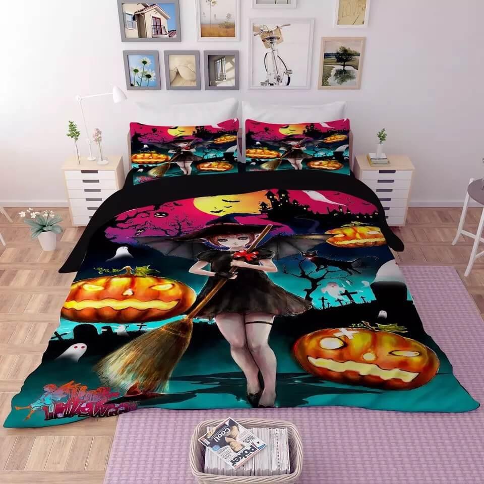 Halloween Horro Pumpkin Ghost  #32 Duvet Cover Quilt Cover Pillowcase Bedding Set Bed
