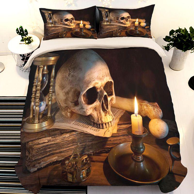 Skull Candle Bedding Set Skull Halloween Print Halloween Bedroom Decor