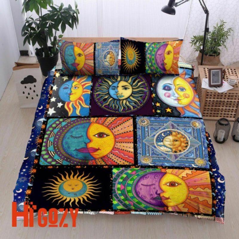 Hippie Moon And Sun Tattoos Hippie Witch Moon Bedding Set Halloween Gift