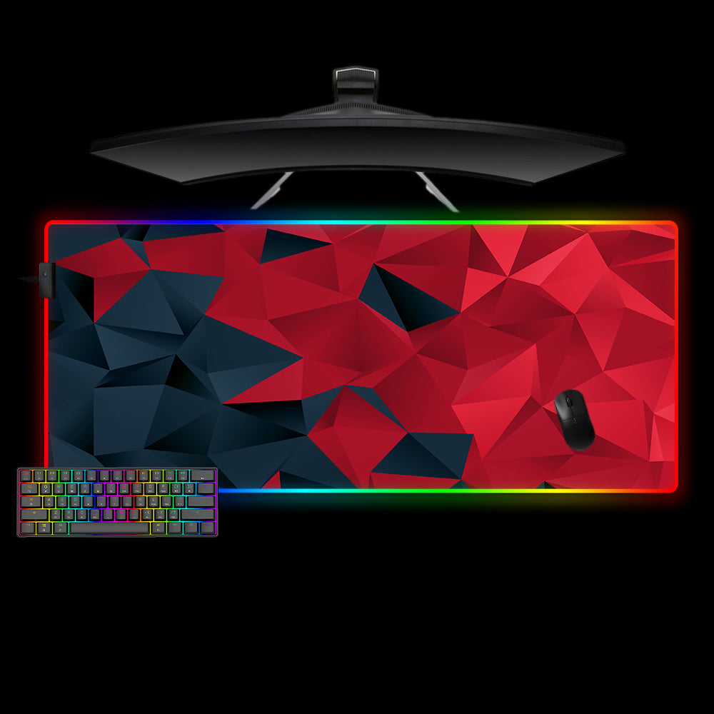 Allleftout Red And Blue Poly Design Rgb Gaming Mouse Pad, Computer Desk Mat