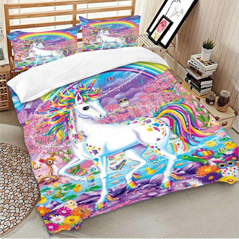 Unicorn Kids Bedding Set Rainbow Glitter Magic Land Unicorn Lovers
