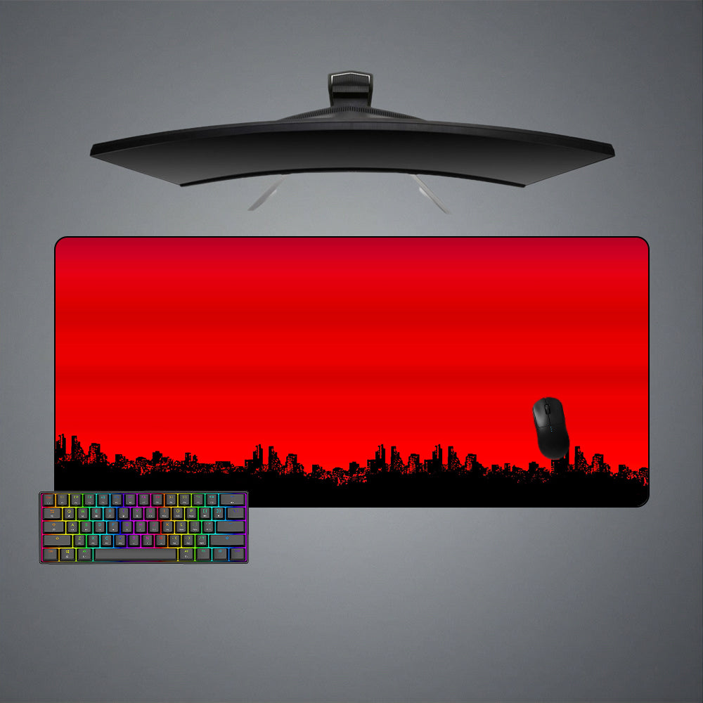 Allleftout Red And Black Cityscape Design Gaming Mouse Pad, Computer Desk Mat